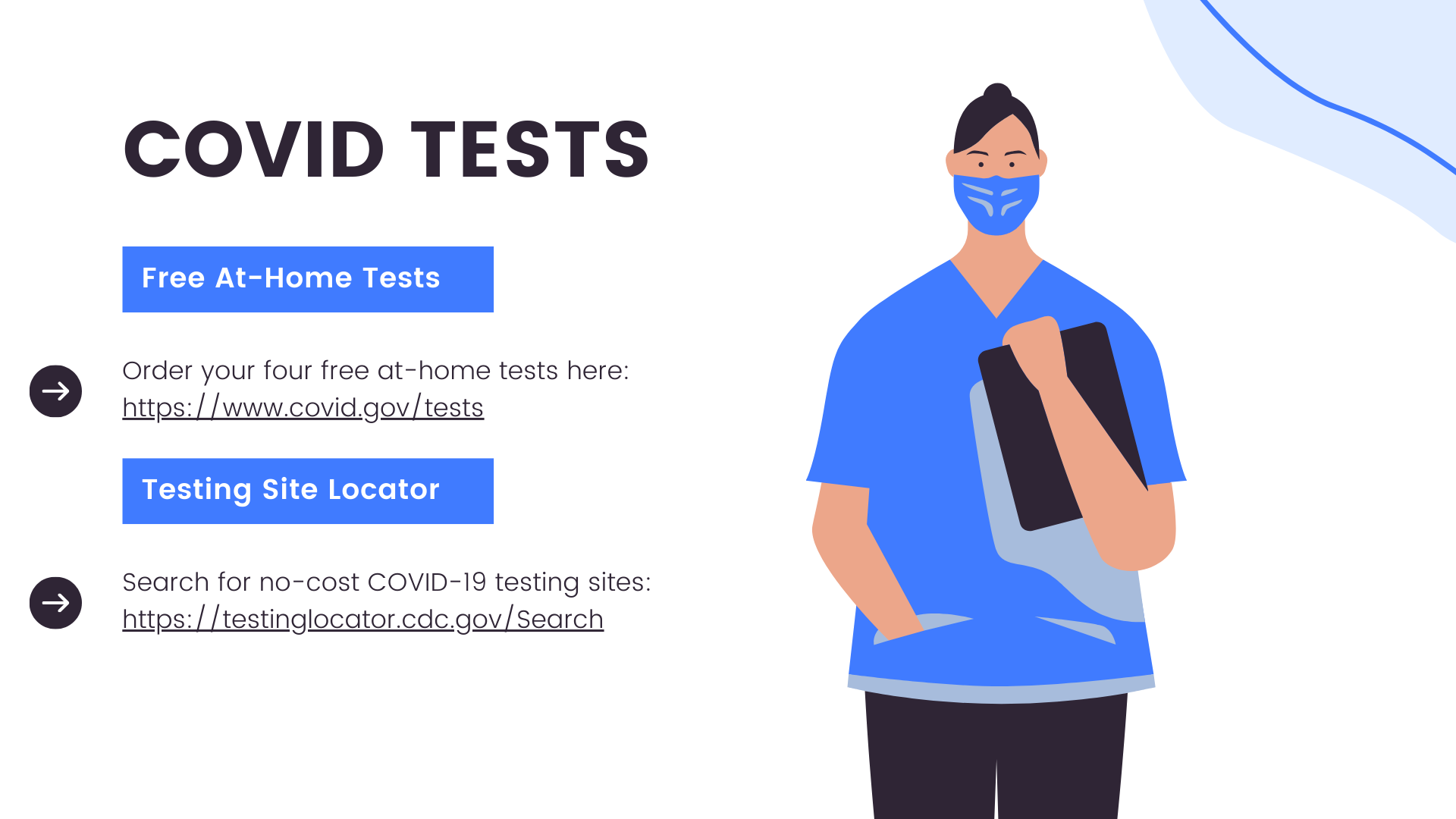 Free covid tests and a testing site locator